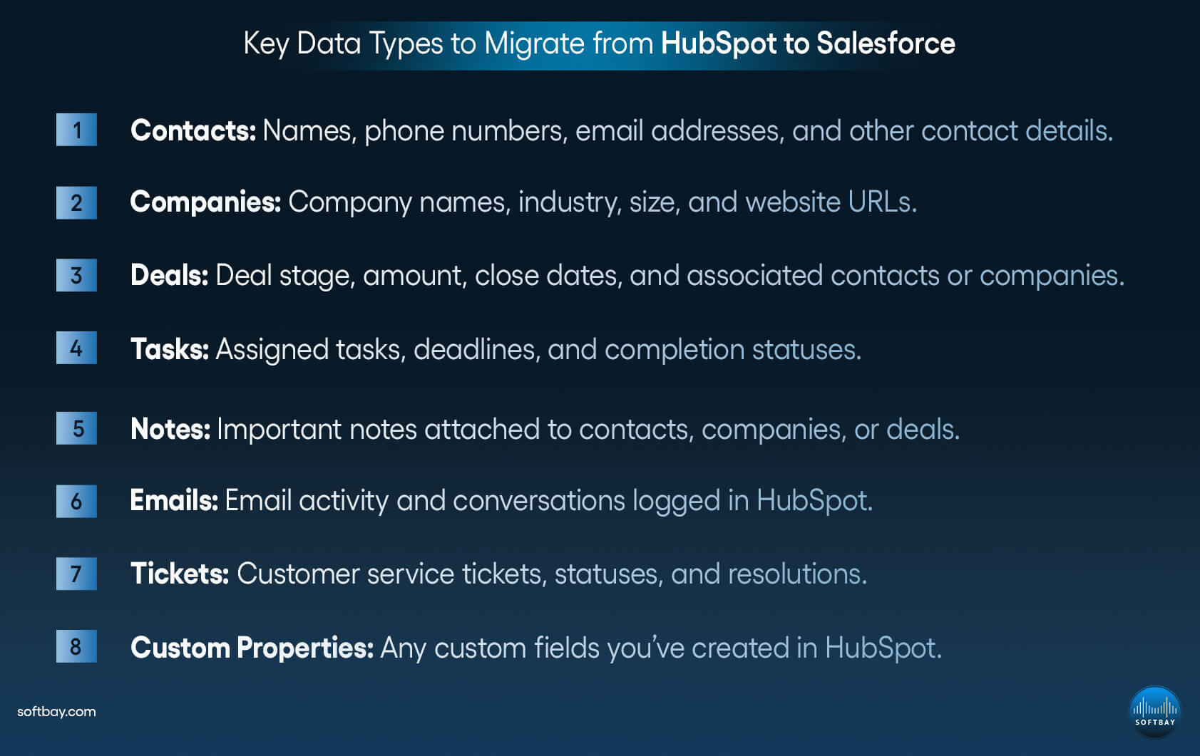 Key Data Types to Migrate from HubSpot to Salesforce